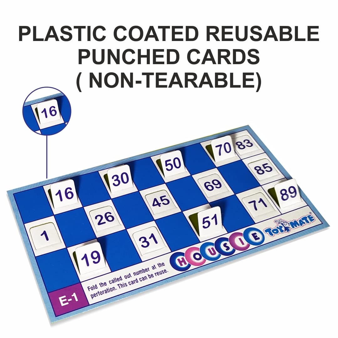 toymate HOUSIE Pack of 24 Reusable Cards- Family Fun Game for Small Gathering- No pins or Pencils Required