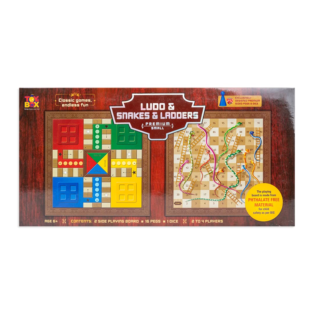 Toysbox Ludo and Snakes & Ladders Premium Small Classic Board Game to Play with Kids and Adults