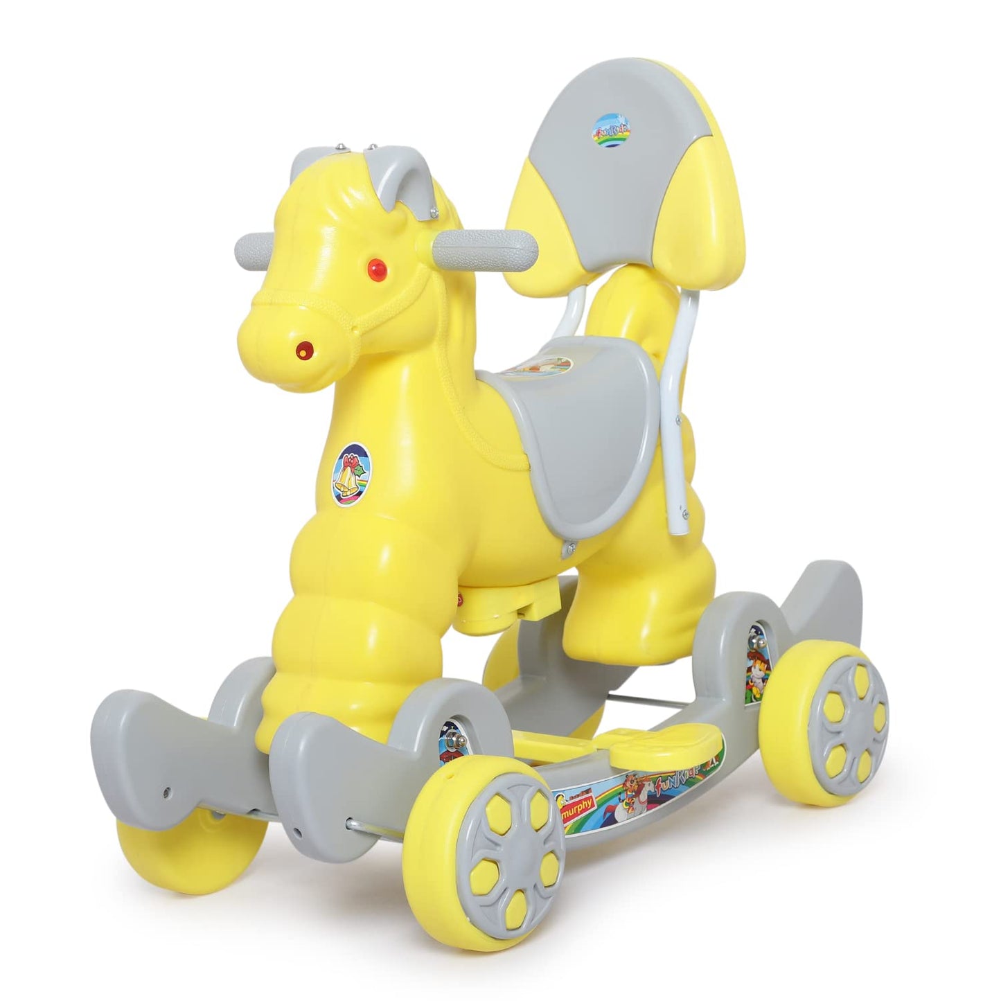 Rocking Horse Ride On for Kids - Murphy Super 2-in-1 Musical Horse Rocker Cum Ride On Toy with Backrest - Ideal Age - 1 Year to 3 Years, Weight Supported - Upto 25 KG- (Colour May Vary)