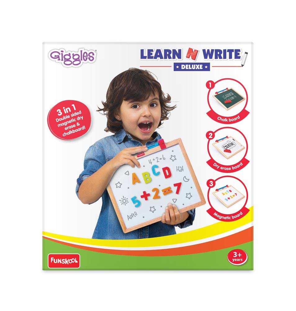 Giggles - Learn N Write Deluxe , 3 in 1 Magnetic Dry Erase & Chalkboard , Develops Early Writing Skills , 3 Years & Above , Preschool Toys