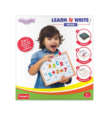Giggles - Learn N Write Deluxe , 3 in 1 Magnetic Dry Erase & Chalkboard , Develops Early Writing Skills , 3 Years & Above , Preschool Toys