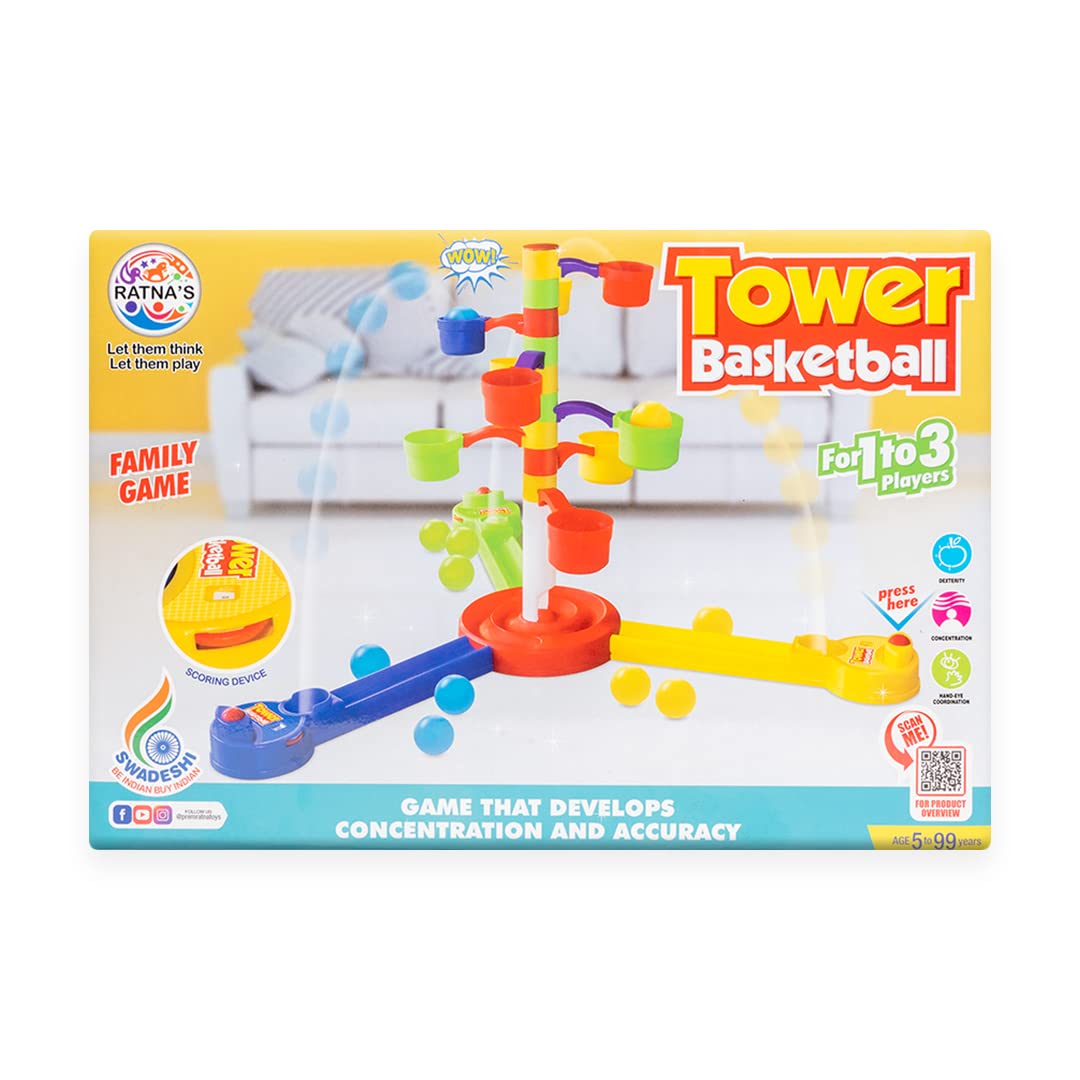 Ratna's Tower Basketball Indoor Fun Family Game for 3 Players