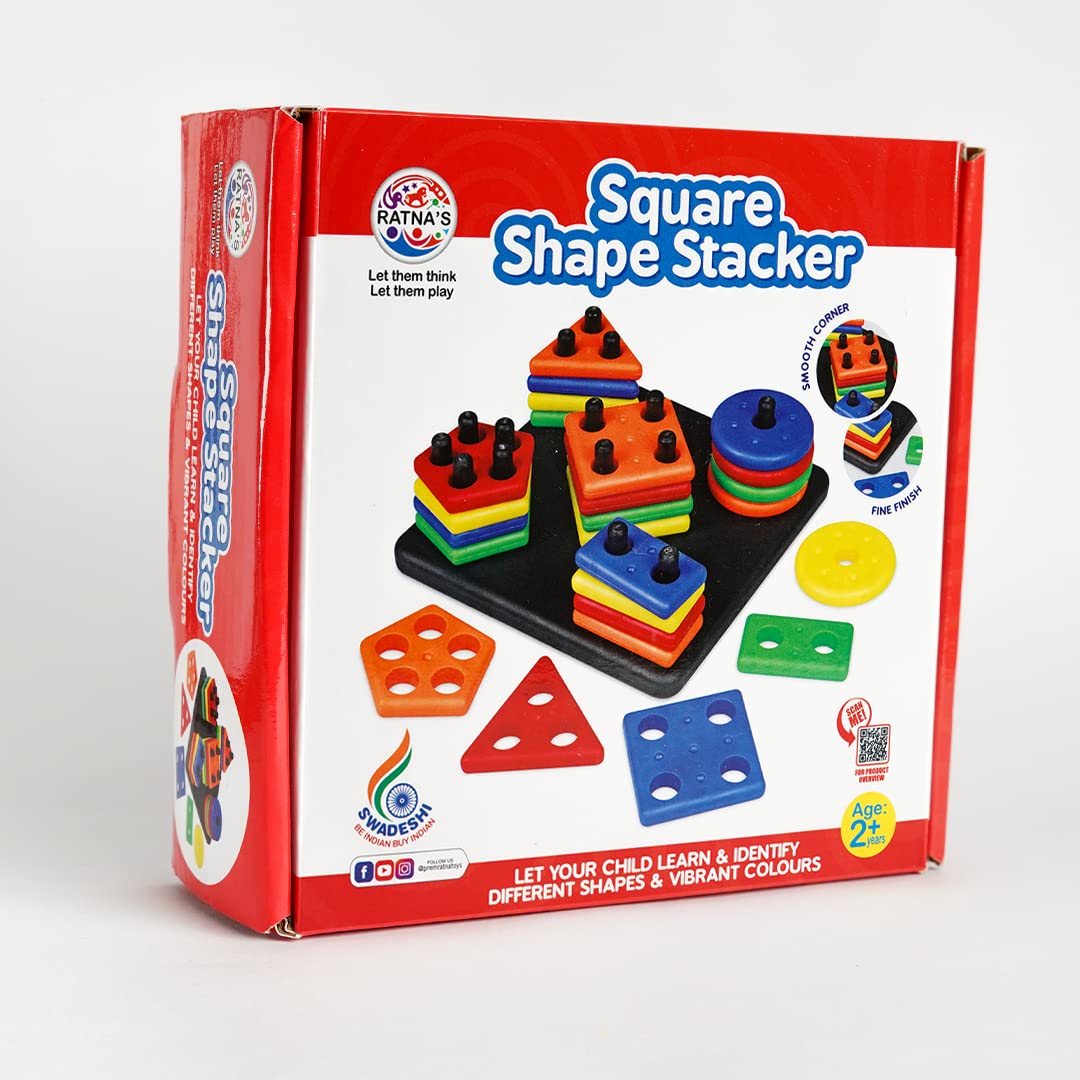 RATNA'S Square Shape Stacker | Geometric Blocks Shape Sorter for Kids