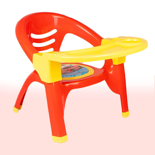 Soft Cushion Plastic OYO Baby Chair for Kids | Feeding Booster Seat with Removable Front Food and Safety Tray | Sturdy Plastic Portable Chairs can be used at Home, Schools for Boys and Girls Unisex 1 to 4 Years Babies and Toddlers (Red Colour) - MRGTOYS