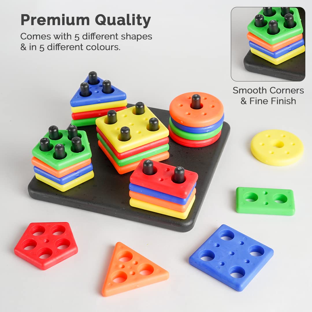 RATNA'S Square Shape Stacker | Geometric Blocks Shape Sorter for Kids