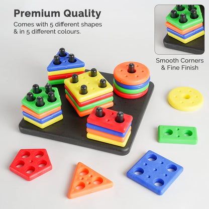 RATNA'S Square Shape Stacker | Geometric Blocks Shape Sorter for Kids