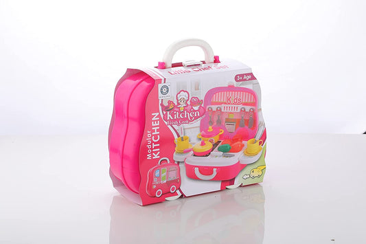 ADITI TOYS Plastic Luxury Kitchen Set Cooking Toy with Briefcase and Accessories || for Age - 3+Years Multicolor (26 pieces)