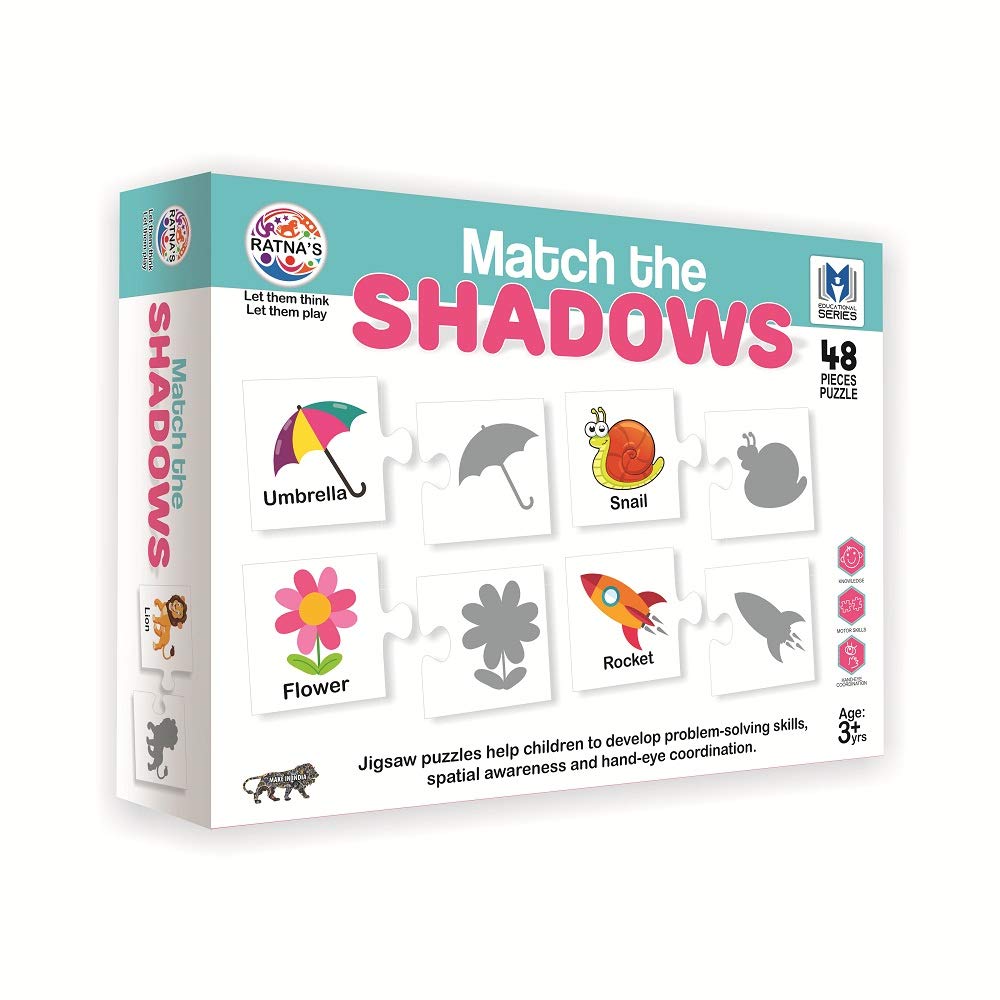Ratna's Match The Shadows Jigsaw Puzzle for Kids. 48 Different Shadow Jigsaw for Kids