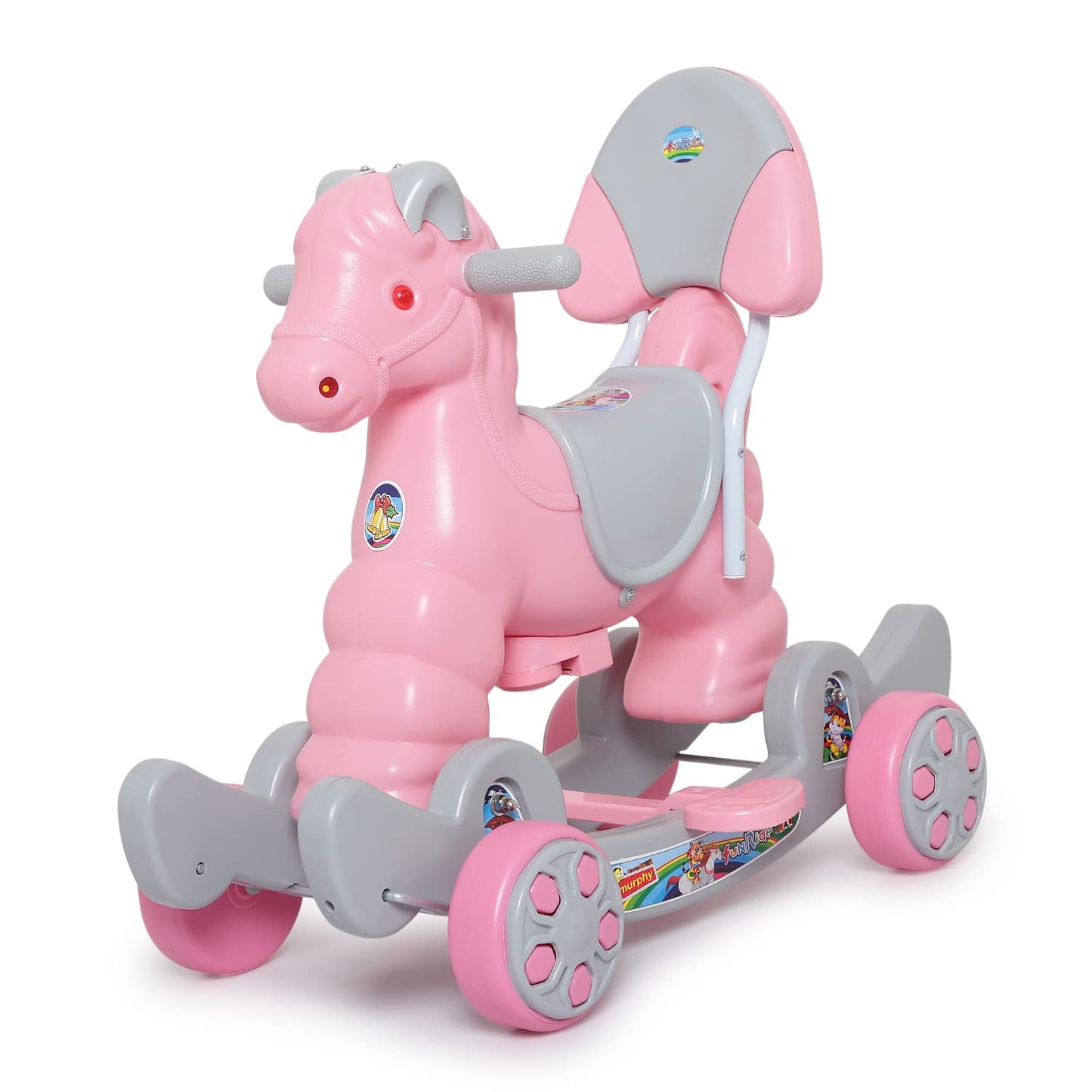 Rocking Horse Ride On for Kids - Murphy Super 2-in-1 Musical Horse Rocker Cum Ride On Toy with Backrest - Ideal Age - 1 Year to 3 Years, Weight Supported - Upto 25 KG- (Colour May Vary)