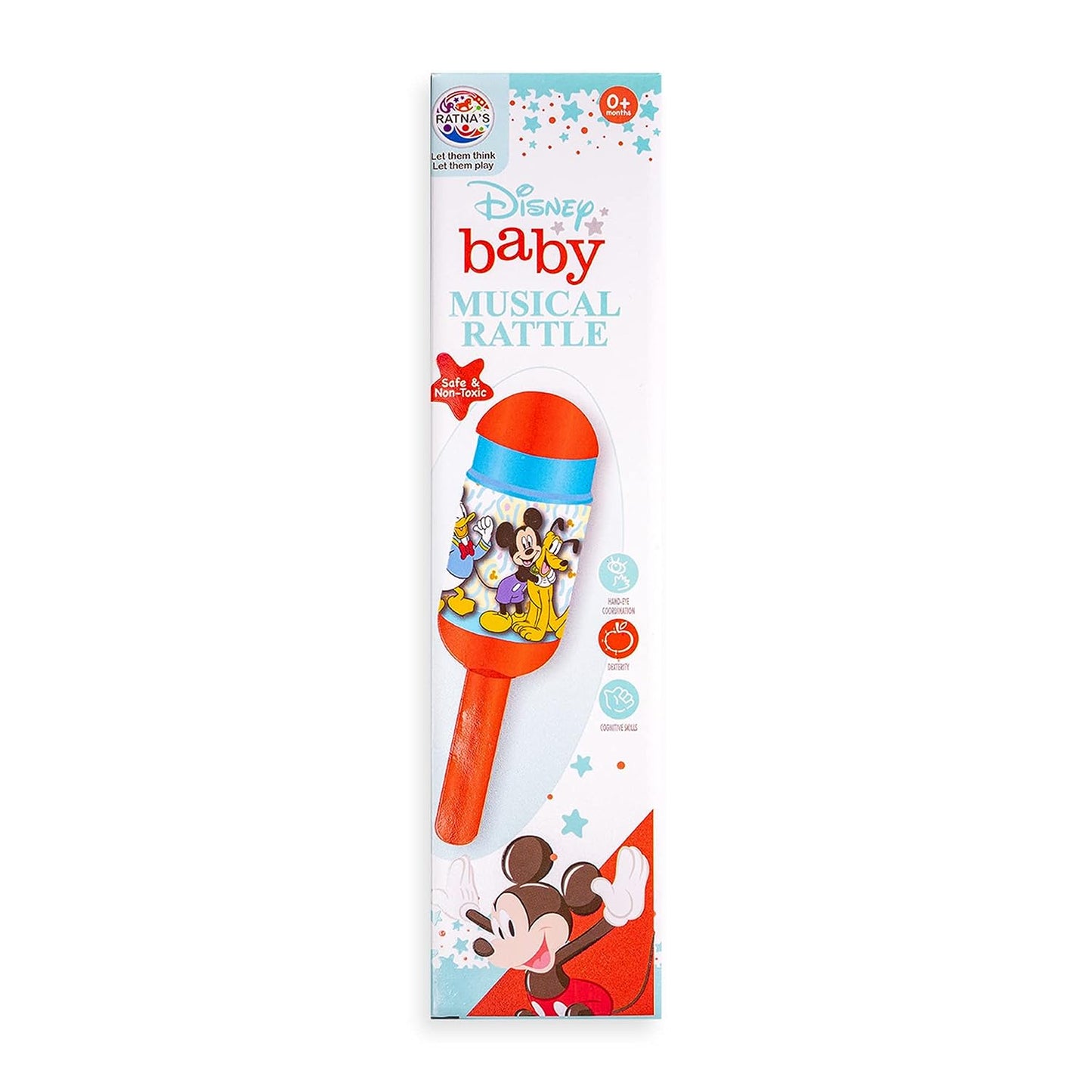 Ratna's Disney Musical Rattle Mickey & Friends Colorful Attractive Plastic Non Toxic Grab & Shake Sound Rattle for New Born and Infants Multicolour