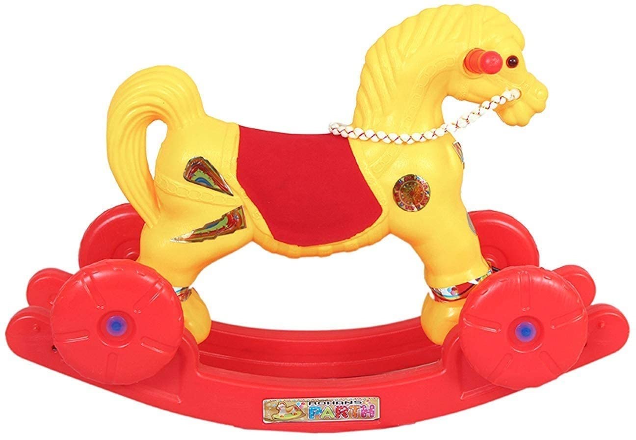 Baby Toy Horse CHETAK Rider / Rocker with footrest Cart Non Battery Operated Ride On( multicolor) - MRGTOYS