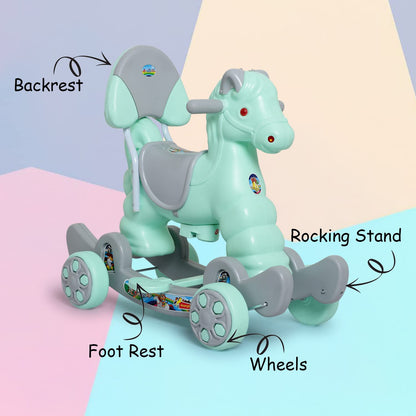 Rocking Horse Ride On for Kids - Murphy Super 2-in-1 Musical Horse Rocker Cum Ride On Toy with Backrest - Ideal Age - 1 Year to 3 Years, Weight Supported - Upto 25 KG- (Colour May Vary)