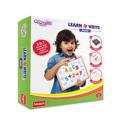 Giggles - Learn N Write Deluxe , 3 in 1 Magnetic Dry Erase & Chalkboard , Develops Early Writing Skills , 3 Years & Above , Preschool Toys