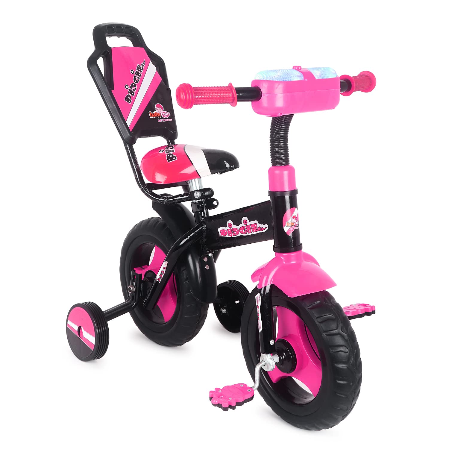 BABYCUTE Plug N Play Kids/Baby Tricycle for 12 Months to 48 Months, Cushion Seat and Seat Belt Boys, Girls, and Up to 30kg Carrying Capacity (Pink)PIDGI TRICYCLE - MRGTOYS