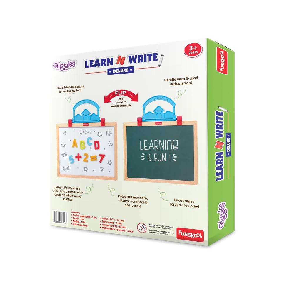 Giggles - Learn N Write Deluxe , 3 in 1 Magnetic Dry Erase & Chalkboard , Develops Early Writing Skills , 3 Years & Above , Preschool Toys