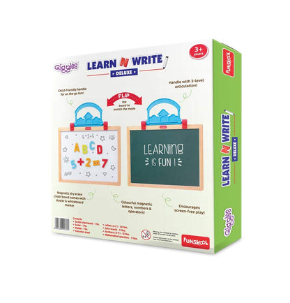Giggles - Learn N Write Deluxe , 3 in 1 Magnetic Dry Erase & Chalkboard , Develops Early Writing Skills , 3 Years & Above , Preschool Toys