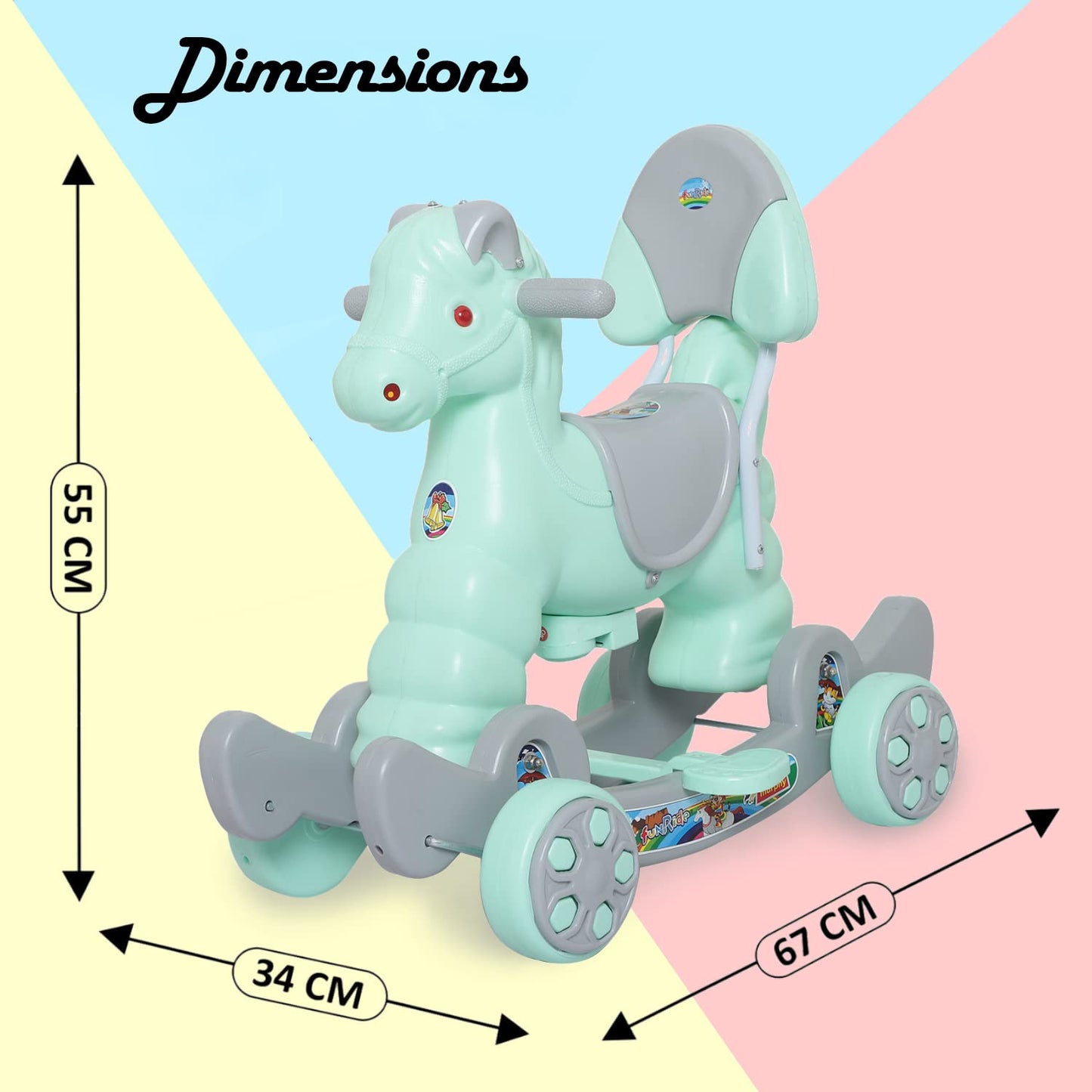 Rocking Horse Ride On for Kids - Murphy Super 2-in-1 Musical Horse Rocker Cum Ride On Toy with Backrest - Ideal Age - 1 Year to 3 Years, Weight Supported - Upto 25 KG- (Colour May Vary)