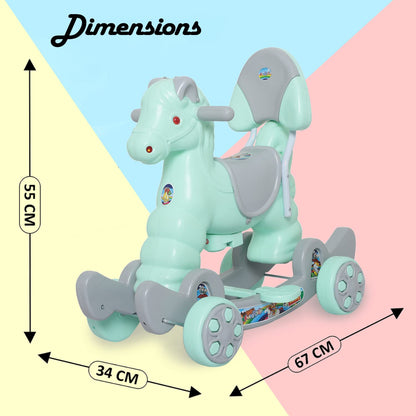 Rocking Horse Ride On for Kids - Murphy Super 2-in-1 Musical Horse Rocker Cum Ride On Toy with Backrest - Ideal Age - 1 Year to 3 Years, Weight Supported - Upto 25 KG- (Colour May Vary)