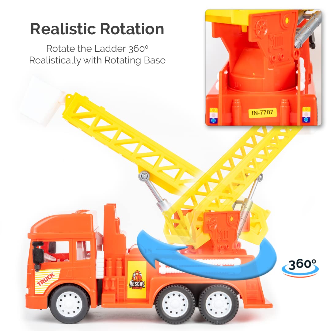 Ratna's My First Wheels Toy Fire Ladder Truck | Friction Powered Big Size Vehicle for Kids