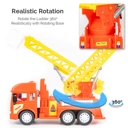 Ratna's My First Wheels Toy Fire Ladder Truck | Friction Powered Big Size Vehicle for Kids