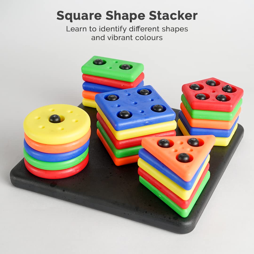 RATNA'S Square Shape Stacker | Geometric Blocks Shape Sorter for Kids