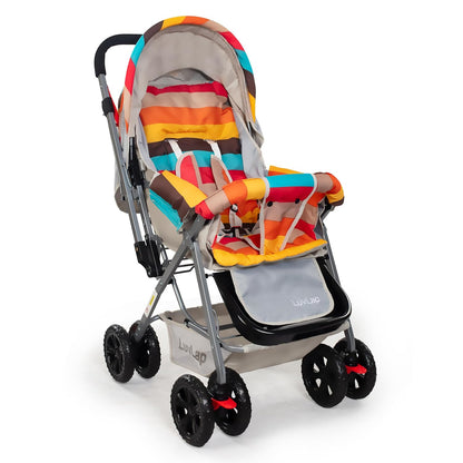 LuvLap Sunshine Baby Stroller/Pram for 0 to 3 Years, New Born/Toddler/Kid, 5 Point Safety Harness, Adjustable backrest, 360° Swivel Wheel, Large Storage Basket, Reversible Handlebar (Stripes)
