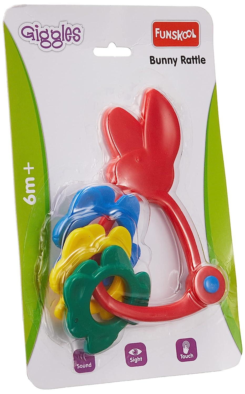 Giggles - Bunny Rattle , Colourful rattle for New Born Baby, Stimulates Senses,Rattling sound, 6 months & above, Infant Toys