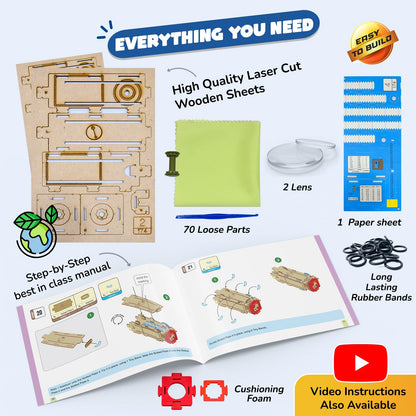Smartivity Telescope Toy for Kids Age 8-14 Years Old | Measure Height & Distance | Best Birthday Gift for Boys & Girls| DIY Science Toys for Kids 8,9,10,11,12,13,14 Year| STEM Wooden Construction Game