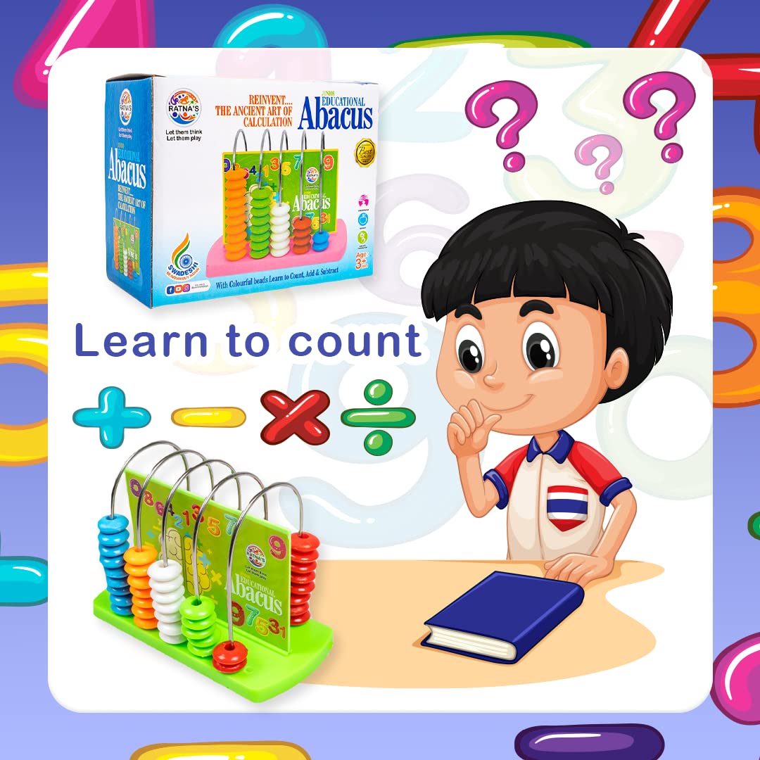 Ratna's Ratnas Educational Abacus Junior for Kids to Learn to Count, Add & Subtract with Colourful Beads