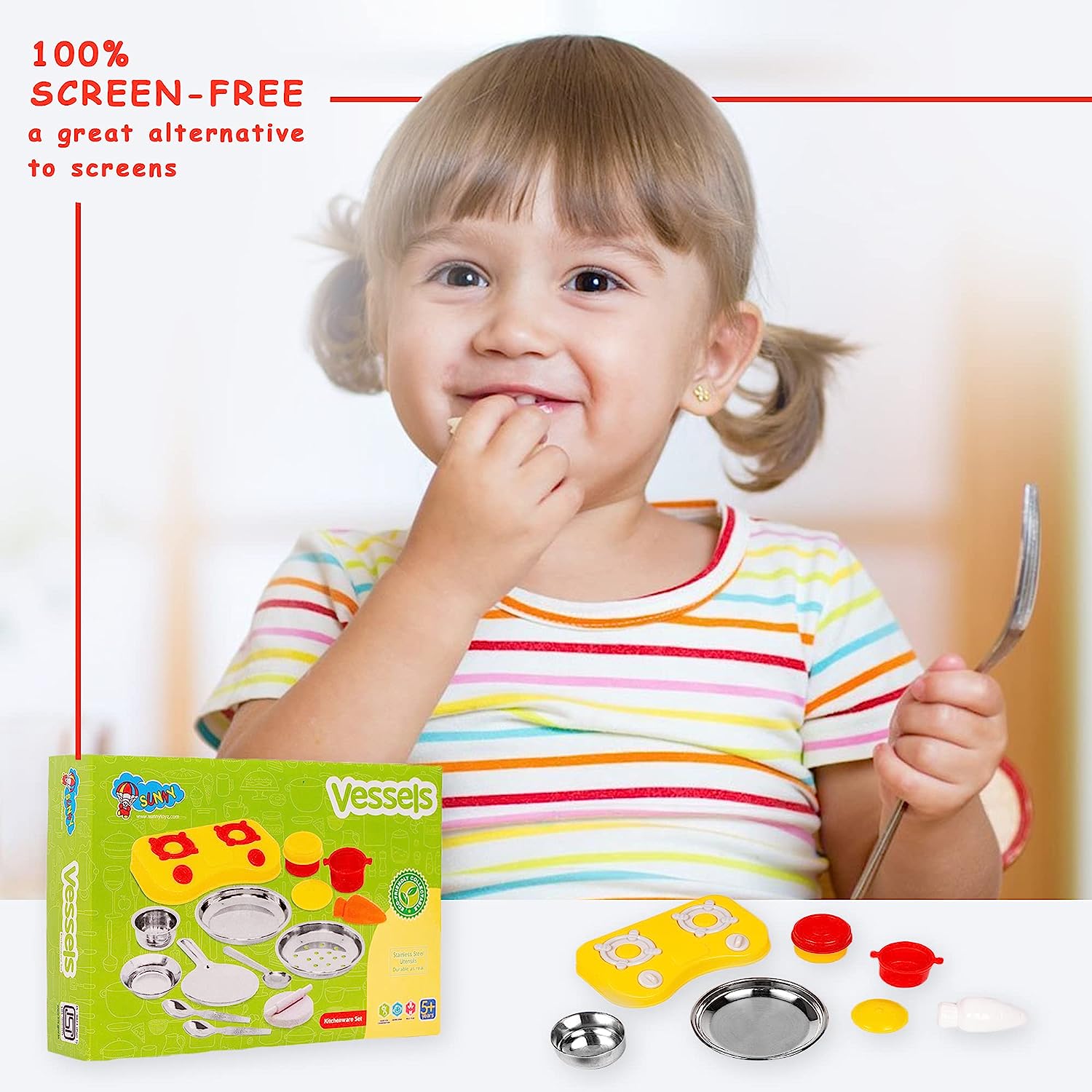 Kitchen Set for Kids.A Perfect Roleplay Pretend Play Kitchen Play Set for Kids (Vessels Kitchen Set) - MRGTOYS