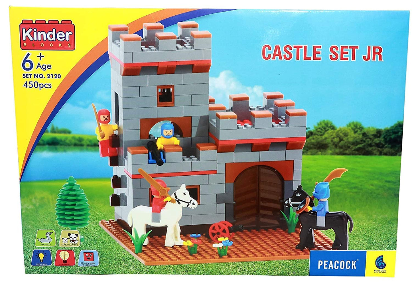 Peacock Junior Castle Set Kinder Block Series | 450+ pcs | Manual Book with Step-by-Step Solution | for 6+ Ages Kids