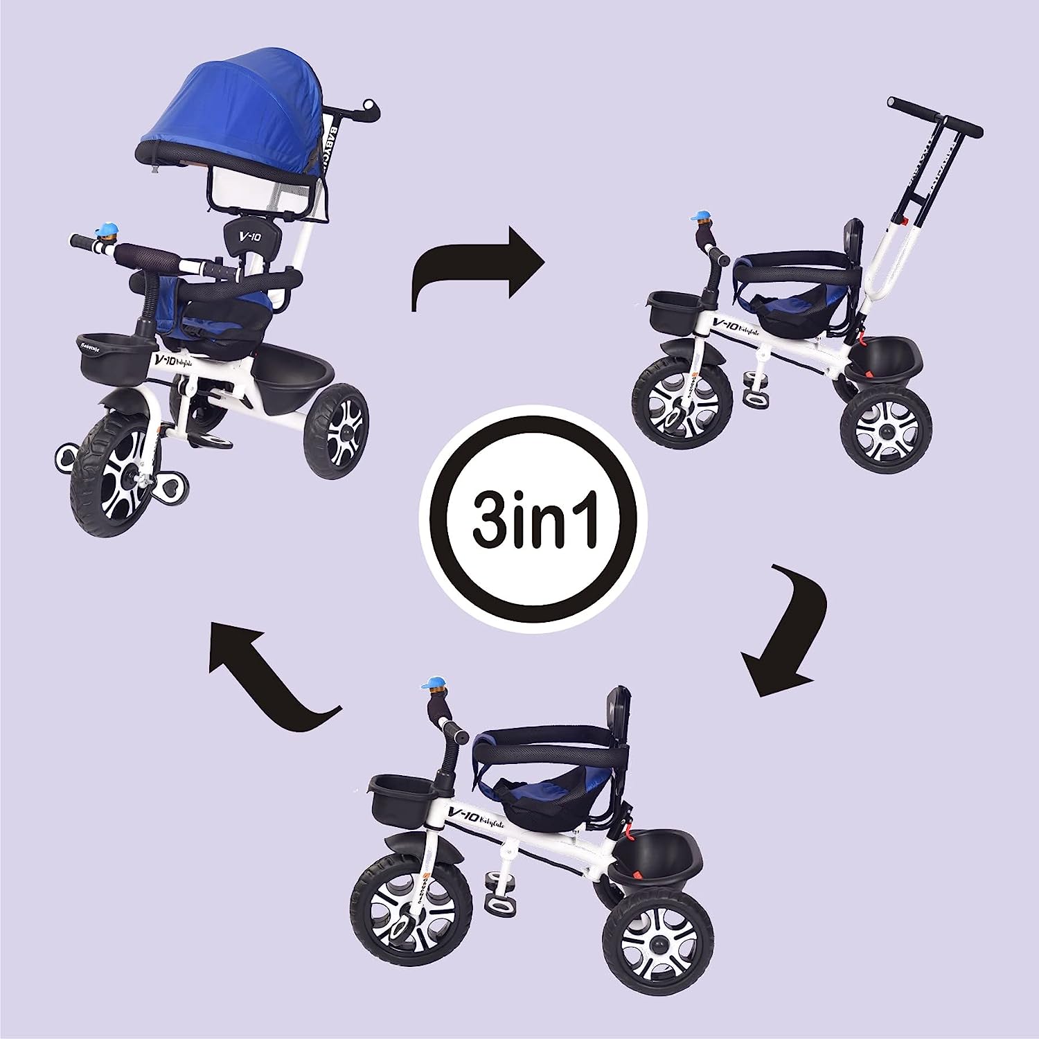 BabyCute Cycle for Kids, Plug and Play Baby Sports Tricycle with Canopy for 2 to 5 Year Old Children V 10 - MRGTOYS