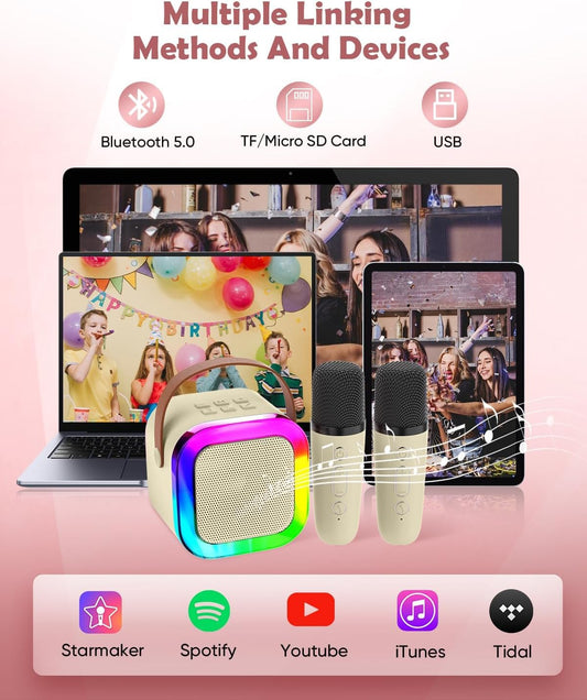 Mini Karaoke Mike with Bluetooth LED Speaker