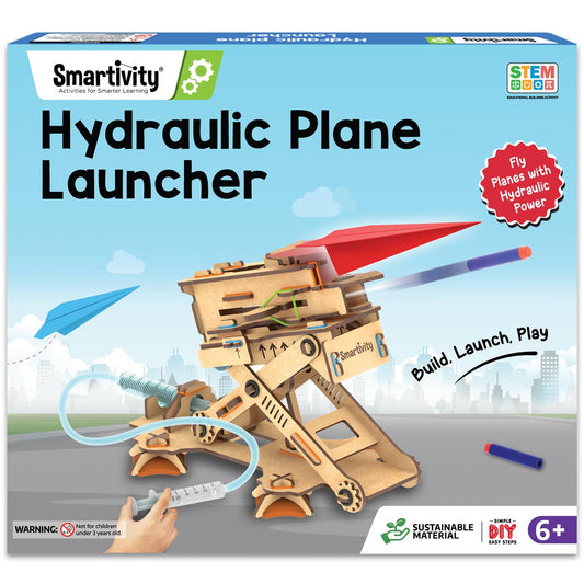 Smartivity 2in1 Hydraulic Aeroplane & Dart Launcher Toy for Kids 6-14 Years Old | Birthday Gifts for Boys & Girls | DIY Science Toy for Kids 6,7,8,9,10,11,12,13,14 YearsI STEM Wooden Construction Game