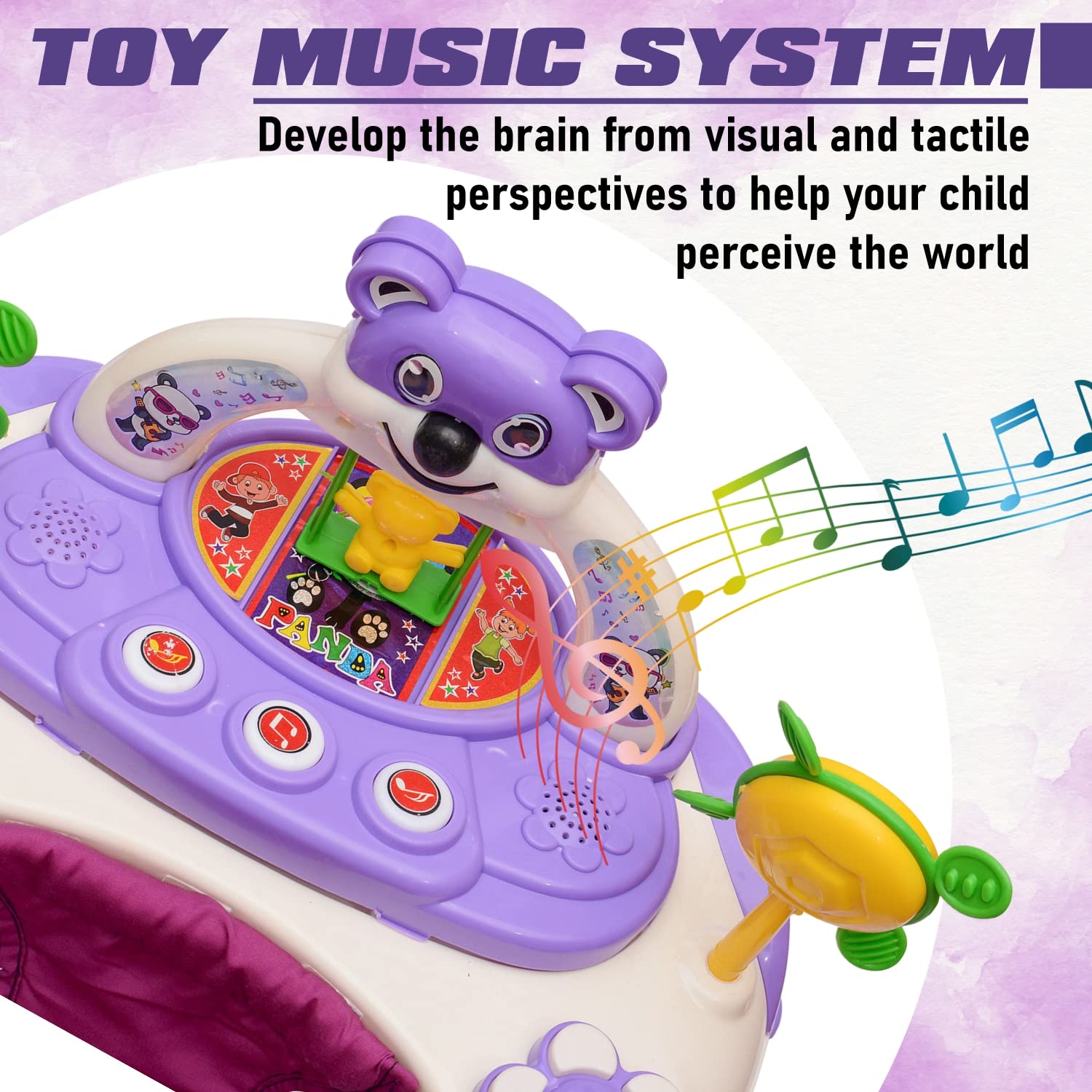 Rocker N Walker Baby Adjustable Height with Height Adjustable 6-18 Months Baby Walker Walker for Kids, Walker with Parental Push Handle | Activity Walker for Baby with Musical Boys Girls (Purple) - MRGTOYS