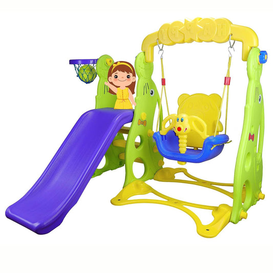 Slide Combo for Kids with 1 Basket Ball - Dolphin Garden Slider Combo - for Boys and Girls - Perfect for Home/Indoor or Outdoor Use - Age Group 06 Month to 5 Years(only ahmedabad delivery)