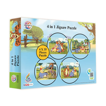 Ratna's 4 in 1 Disney Jigsaw Puzzle 140 Pieces for Kids. 4 Jigsaw Puzzles 35 Pieces Each (Winnie The Pooh) - MRGTOYS