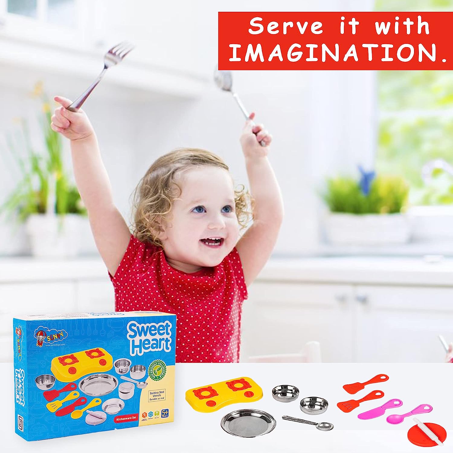 Kitchen Set for Kids.A Perfect Roleplay Pretend Play Kitchen Play Set for Kids (Sweet Heart Kitchen Set) - MRGTOYS