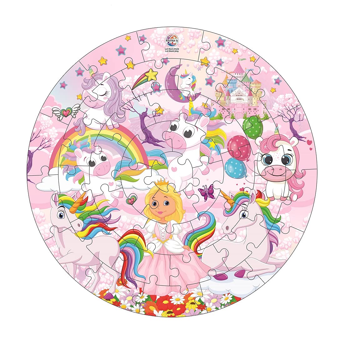 Kiddy Round Jigsaw Puzzle for Kids|40 Pieces Puzzle|31.5 cms Diameter (Unicorn) - MRGTOYS