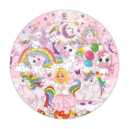 Kiddy Round Jigsaw Puzzle for Kids|40 Pieces Puzzle|31.5 cms Diameter (Unicorn) - MRGTOYS