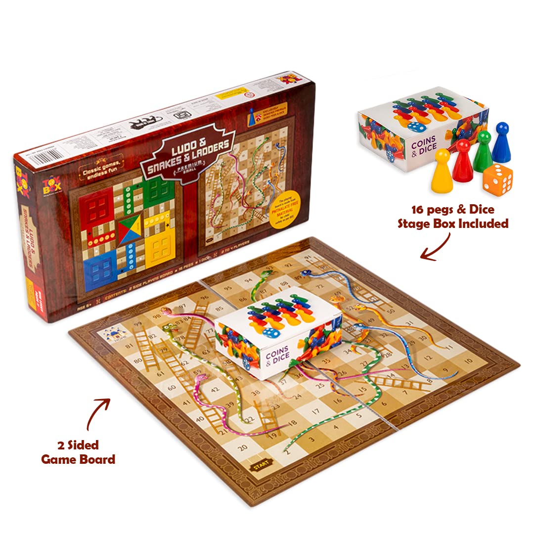 Toysbox Ludo and Snakes & Ladders Premium Small Classic Board Game to Play with Kids and Adults
