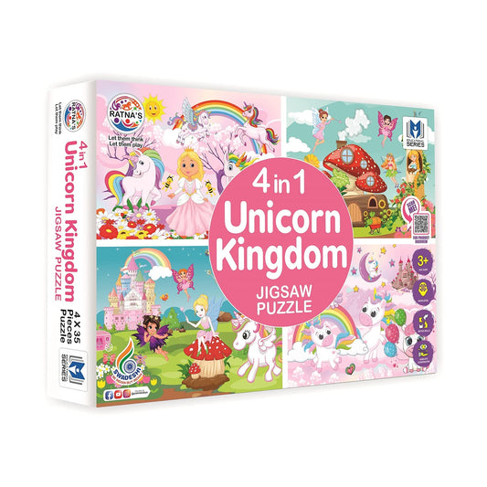 4 in 1 Unicorn Kingdom Jigsaw Puzzle for Kids|A Perfect Jigsaw Puzzle for Little Hands|4 * 35 Pieces Jigsaw Puzzle - MRGTOYS