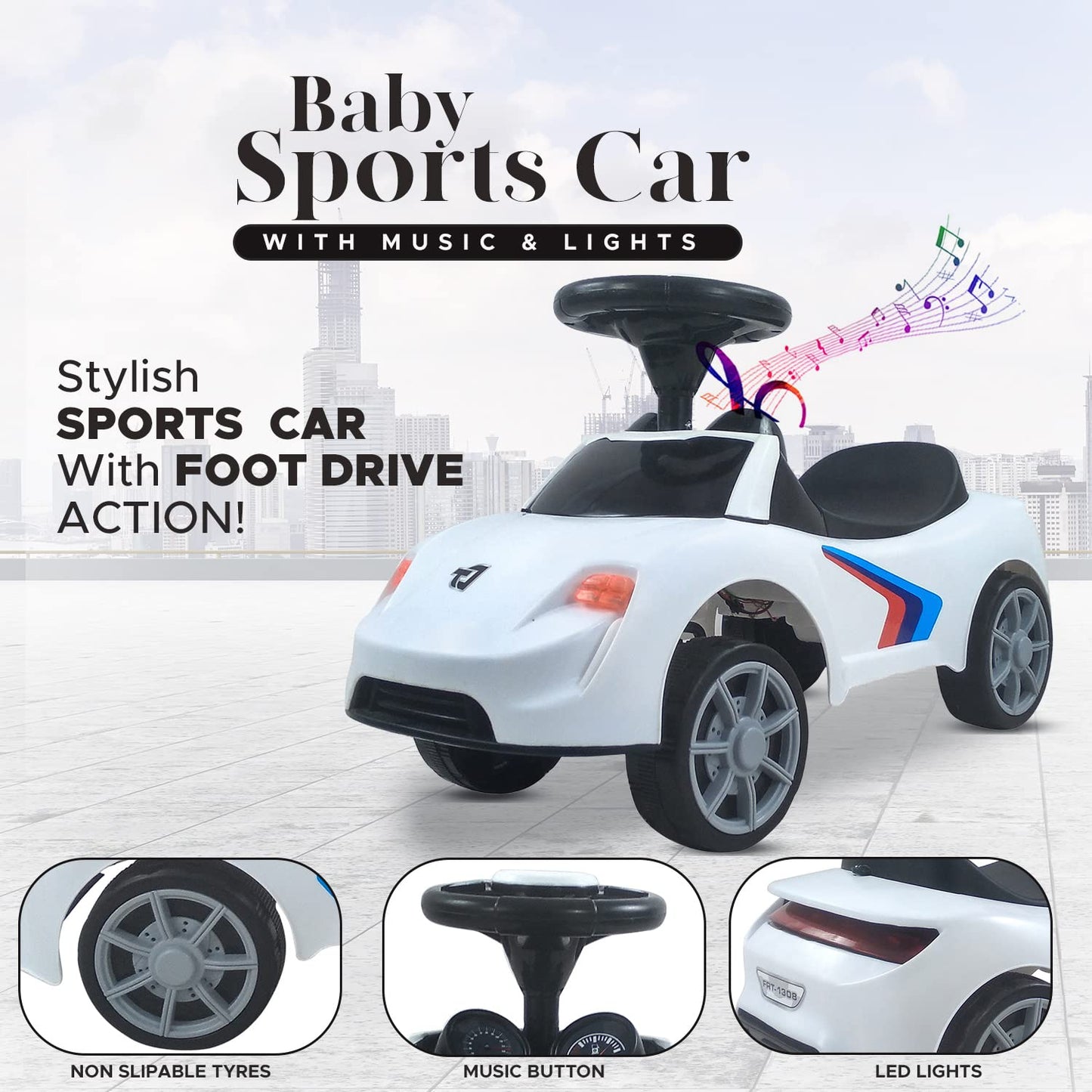Dash F1 Stylish Ride on Car for Kids with Music, Light and Foot Drive Feature | Ride on for Kids, Kids Ride on, Foot Drive Car, Perfect for Kids Age 1 to 3 Years (color may very)