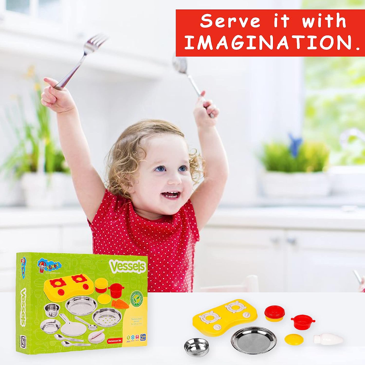 Kitchen Set for Kids.A Perfect Roleplay Pretend Play Kitchen Play Set for Kids (Vessels Kitchen Set) - MRGTOYS