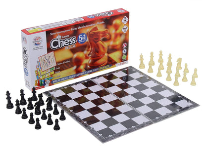 Ratnas Premium Quality 5 in 1 Chess Junior Deluxe|Brain Booster Board Game|Board Size: 11 Inches * 11 Inches Party & Fun Games Board Game
