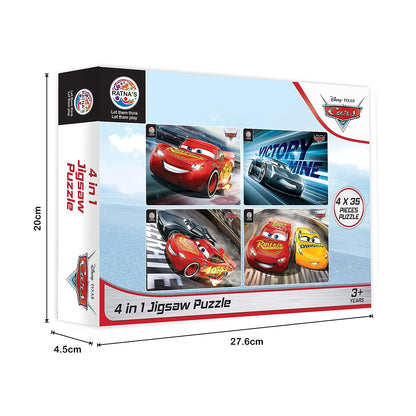 Ratna's 4 in 1 Disney Jigsaw Puzzle 140 Pieces for Kids. 4 Jigsaw Puzzles 35 Pieces Each (Cars)