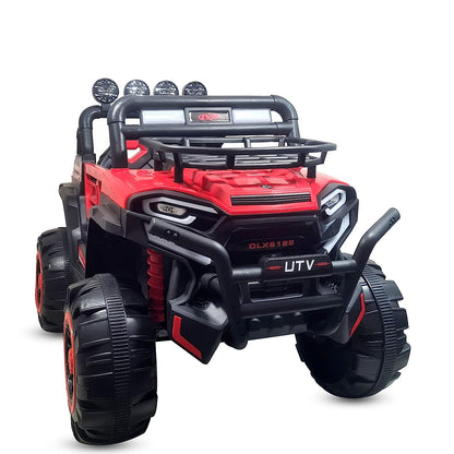 4X4 Big Wheeler Electric Rechargeable Jeep for Kids of Age 2 to 8 Years- Battery Operated Car Jeep with Mic, M3 Player, Led Lights, Suspension and Bluetooth Remote (Red) - MRGTOYS