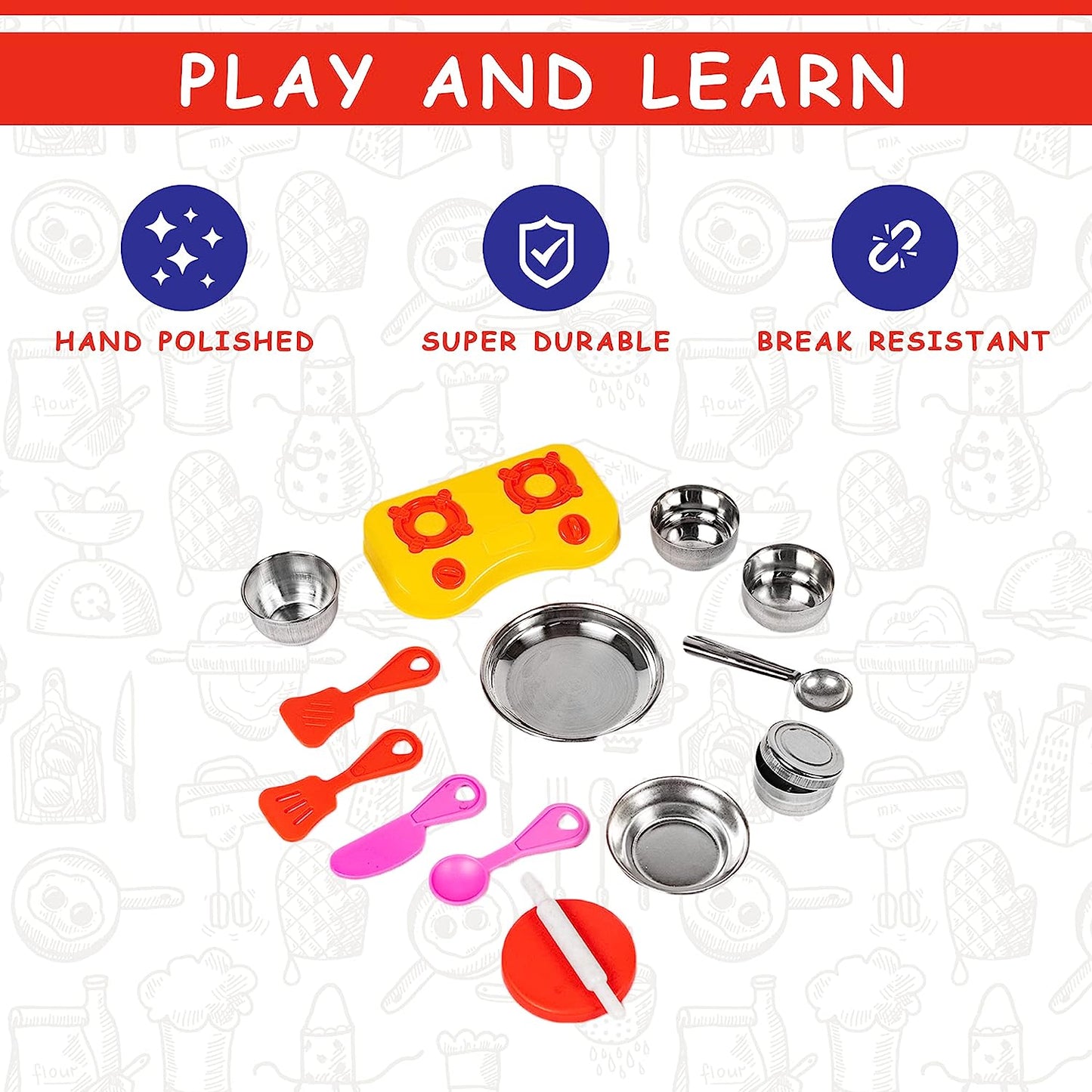 Kitchen Set for Kids.A Perfect Roleplay Pretend Play Kitchen Play Set for Kids (Sweet Heart Kitchen Set) - MRGTOYS