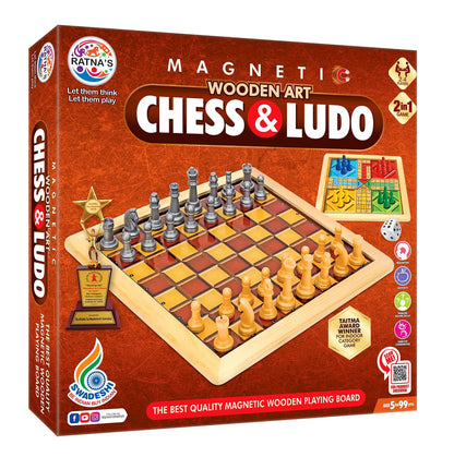 Ratna's Wooden Art Chess & Ludo Magnetic