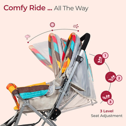 LuvLap Sunshine Baby Stroller, Multicolour Stripes 18355 PRAM